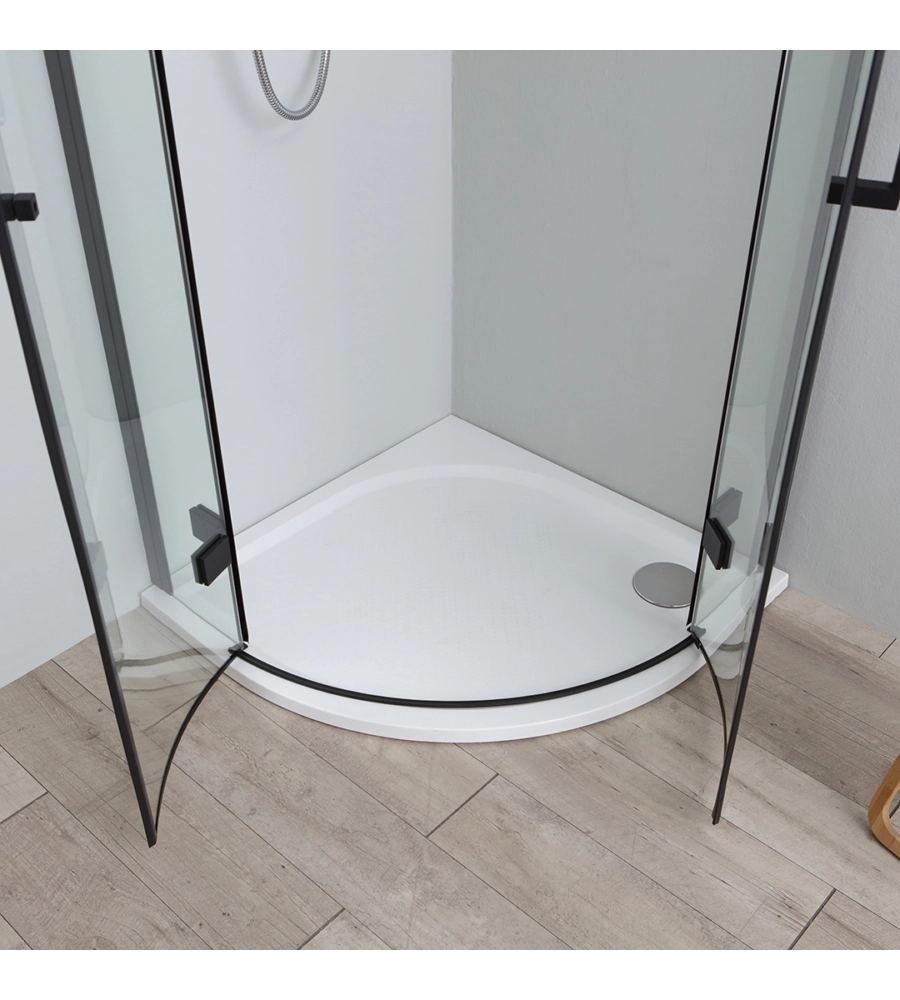 BOX DOCCIA "STELLA" SEMICIRCOLARE ALLUMINIO NERO, 80X80X190 CM